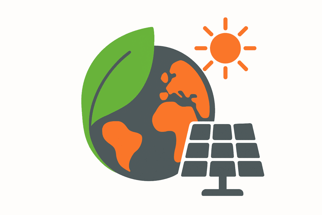 Global sustainability and renewable energy icons.